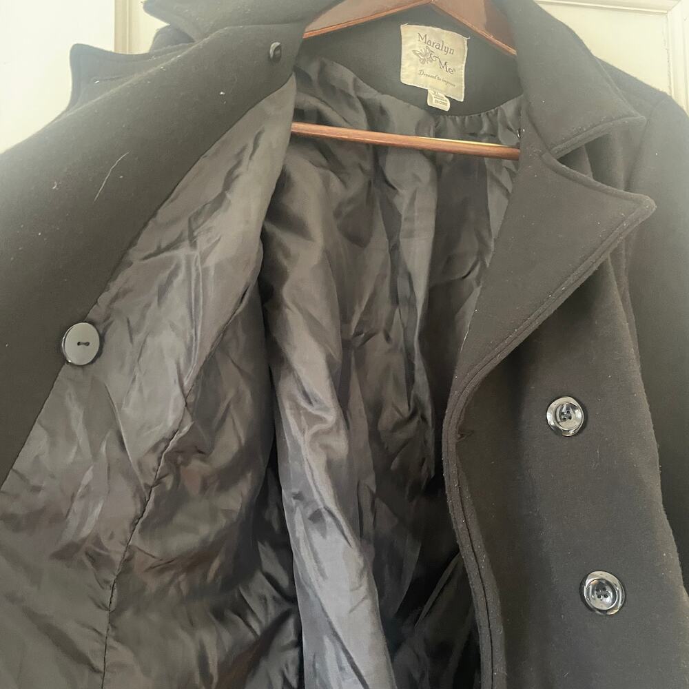 Maralyn & Me Pea Coat Jacket. XL- Black with Quilted lining. Cotton Blend - Picture 8 of 8